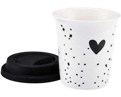 Emsan Amore Silikon Kapaklı Mug 300 ml Siyah