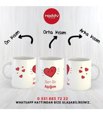 Moddy Store Özel Tasarım Ben Bir Aşığım Baskılı Kupa Bardak