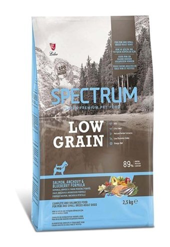 Spectrum Düşük Tahıllı Somonlu-Hamsi-Yaban Mersin Küçük Irk Yetişkin Kuru Köpek Maması 2.5 kg