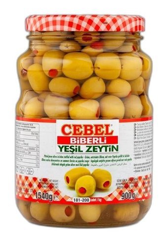 Cebel Biberli Yeşil Zeytin Kavanoz 900 gr