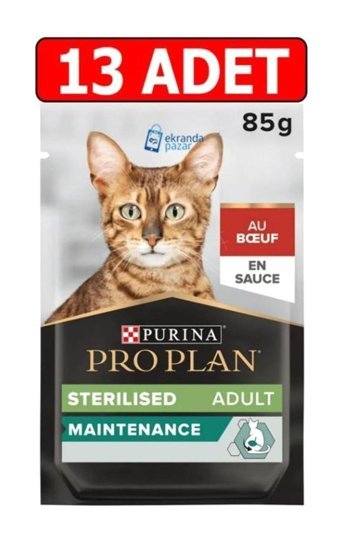 Pro Plan Yetişkin Kısırlaştırılmış Sığır Etli Yaş Kedi Maması 13x85 gr