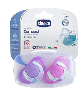 Chicco Physio Soft 6+ Ay Delikli Ortodontik Kiraz Uçlu Damaklı Silikon Emzik Pembe - Mor