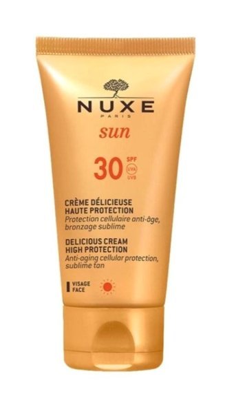 Nuxe Creme Delicieuse Visage Haute Protection 30 Faktör Tüm Ciltler İçin Nemlendirici Suya Dayanıklı Yüz Güneş Kremi 50 ml