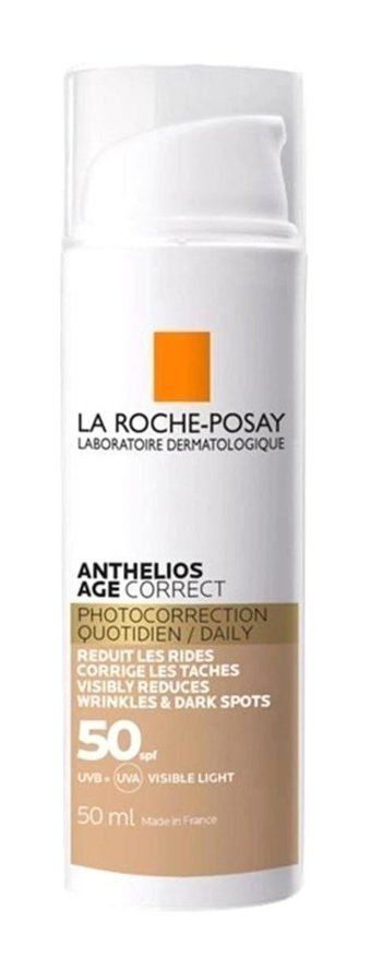 La Roche Posay Anthelios Age Correct Renkli 50 Faktör İçin Leke Karşıtı Nemlendirici Yaşlanma Karşıtı Suya Dayanıklı Yüz Güneş Kremi 50 ml