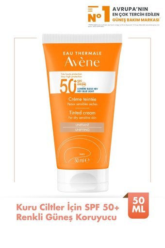 Avene Tinted Renkli 50 Faktör İçin Leke Karşıtı Nemlendirici Yaşlanma Karşıtı Yağsız Suya Dayanıklı Yüz Güneş Kremi 50 ml