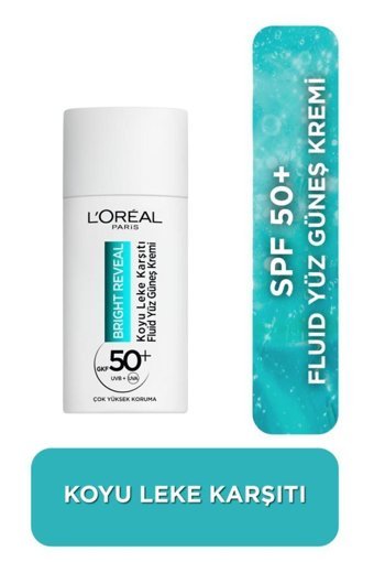 L'oréal Paris Bright Reveal 50 Faktör İçin Leke Karşıtı Nemlendirici Yaşlanma Karşıtı Suya Dayanıklı Yüz ve Vücut Güneş Kremi 50 ml