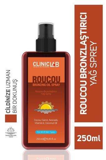 Cliniclab Roucou Avakado - E Vitamini - Havuç - Kakao Hızlı Vücut İçin Bronzlaştırıcı Yağ 250 ml