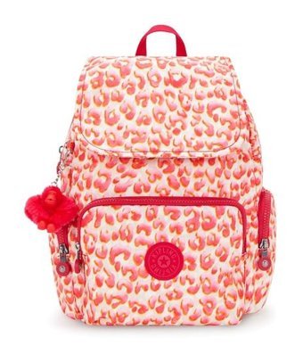 Kipling City Zip S Küçük Boy Pembe Latın Cheetah Kadın Sırt Çantası