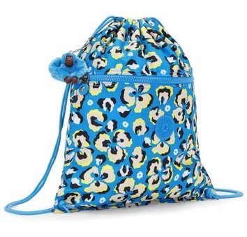 Kipling Supertaboo Büzgülü Yüzücü Mavi Leopard Floral Kadın Sırt Çantası