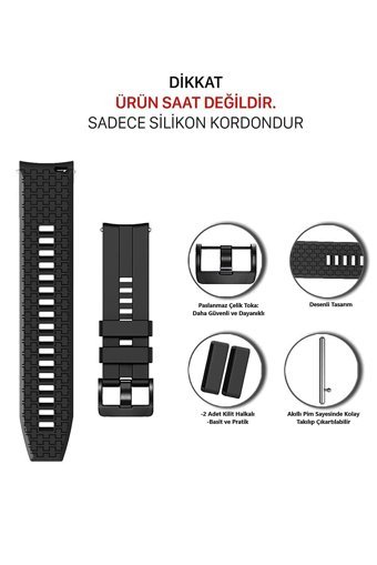 Conocer Watch Gt-Gt2-Gt3-Gt2e-Gt2 Pro-Gt3 Pro-Watch 3 -3 Pro Silikon Yetişkin Akıllı Saat Kordonu Siyah