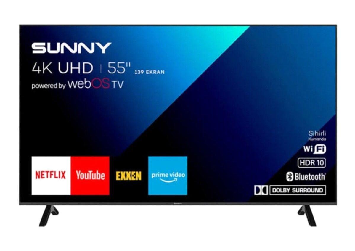 Sunny SN55QMN252 55 inç 4K Ultra HD 140 cm Flat Uydu Alıcılı Smart TV LED Webos Televizyon