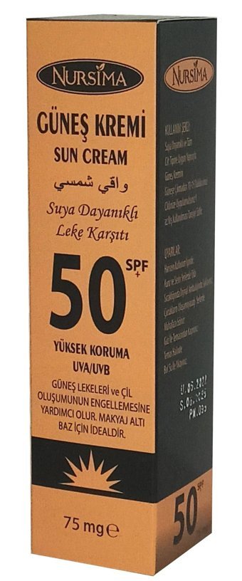 Nursima Renksiz 50 Faktör Tüm Ciltler İçin Leke Karşıtı Suya Dayanıklı Güneş Kremi 75 ml