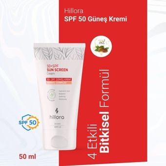 Hillora Renksiz 50 Faktör İçin Leke Karşıtı Nemlendirici Yaşlanma Karşıtı Güneş Kremi 50 ml