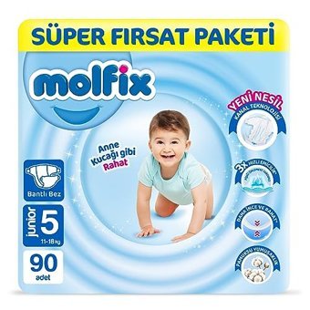 Molfix Junior 5 Numara Organik Bantlı Bebek Bezi 90 Adet