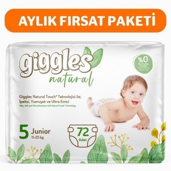 Giggles Junior 5 Numara Organik Bantlı Bebek Bezi 72 Adet