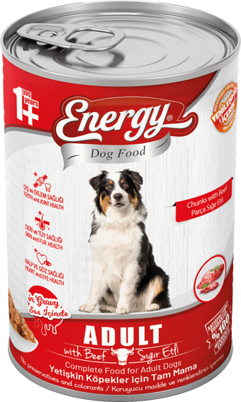 Energy Sığır Eti Parça Etli Yaş Köpek Maması 415 gr 80'li