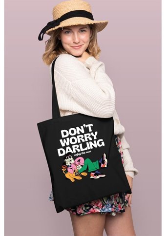 Brz Collection Don'T Worry Tote Bag Gabardin Kadın Omuz Çantası Siyah