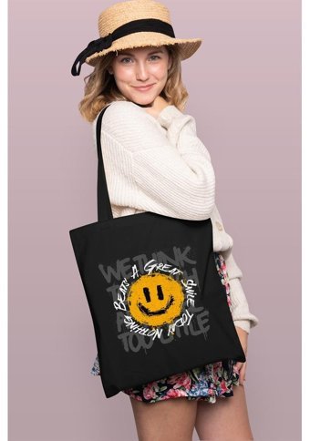 Brz Collection Purrfect Beats Tote Bag Gabardin Kadın Omuz Çantası Siyah