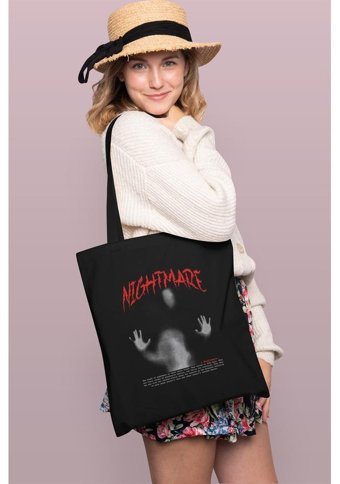 Brz Collection Nightmare Tote Bag Gabardin Kadın Omuz Çantası Siyah