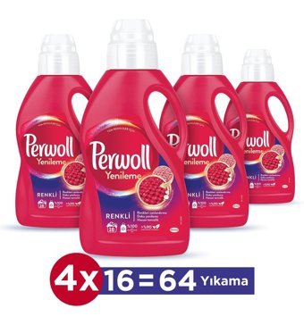 Perwoll Doku Yenileme 64 Yıkama Renkliler İçin Sıvı Deterjan 4x1 lt