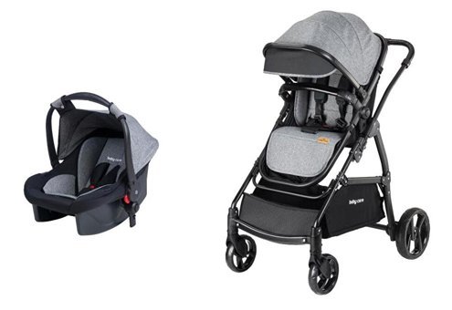 Baby Care BC-310 Safari Çift Yönlü Katlanabilir Tek Elle Kapanan 360 Derece Dönen Tam Yatar Travel Sistem Bebek Arabası Gri