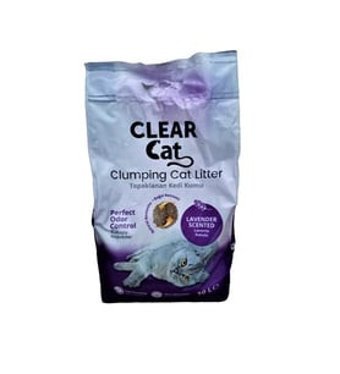 Clear Cat Lavanta Kokulu Topaklanan İnce Taneli Bentonit Kedi Kumu 3x10 lt