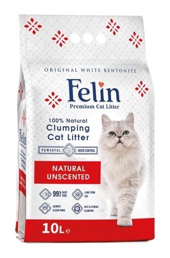 Felin Natural Topaklanan İnce Taneli Aktif Karbonlu Bentonit Kedi Kumu 10 lt