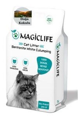 Magiclife Doğa Kokulu Topaklanan İnce Taneli Bentonit Kedi Kumu 20 lt