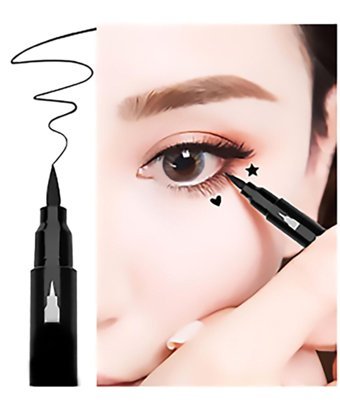 Rose 2'li Çift Taraflı Suya Dayanıklı Mat Pastel Siyah Kalıcı Keçe Likit Eyeliner