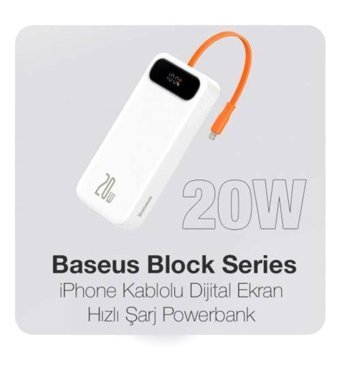 Baseus 10000 mAh Hızlı Şarj Mıknatıslı Dijital Göstergeli Micro Type C - USB Powerbank Beyaz