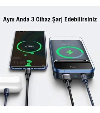 Baseus 2022 Overseas 10000 mAh Mıknatıslı Mini USB Kablosuz Powerbank Siyah