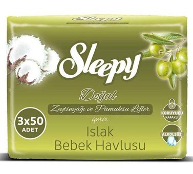 Sleepy Doğal Zeytinyağlı 50 Yaprak 3'lü Islak Mendil