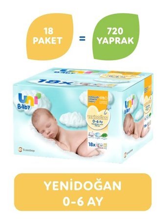 Uni Baby Yenidoğan 40 Yaprak 18'li Islak Mendil