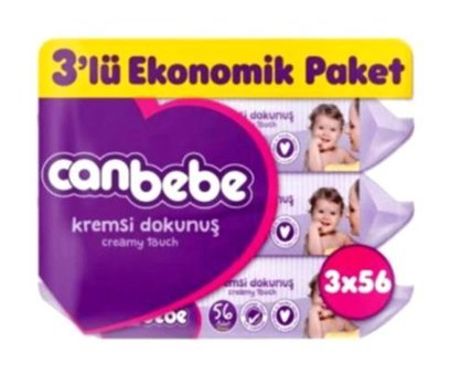 Canbebe Kremsi Dokunuş 56 Yaprak 3'lü Islak Mendil