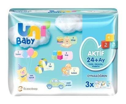 Uni Baby Aktif Oyna Öğren 52 Yaprak 24'lü Islak Mendil