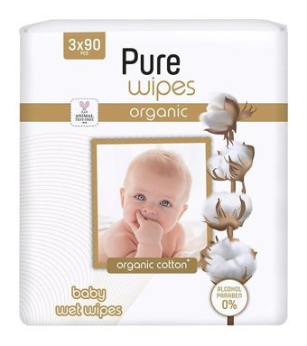 Pure Baby Wipes Organik 90 Yaprak 3'lü Islak Mendil