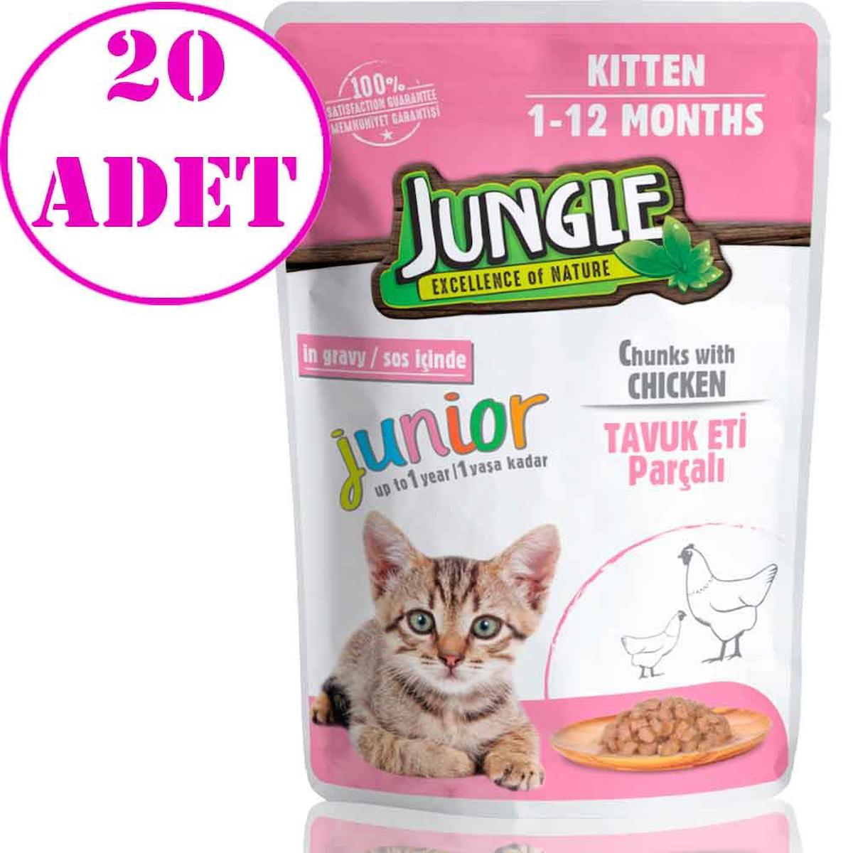 Jungle Tavuk Jöleli Yavru Yaş Kedi Maması 20x100 gr