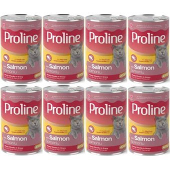 Pro Line Somonlu Parça Etli Soslu Yetişkin Yaş Kedi Maması 8x400 gr