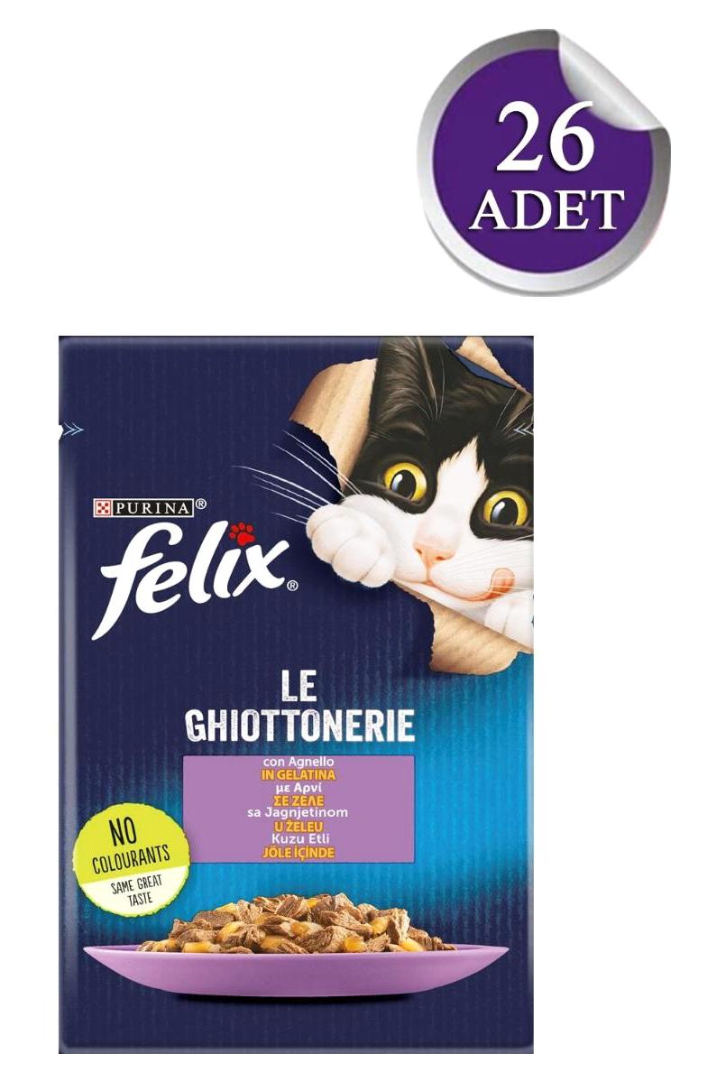 Purina Felix Le Ghiottonerio Kuzu Eti Yetişkin Yaş Kedi Maması 26x85 gr