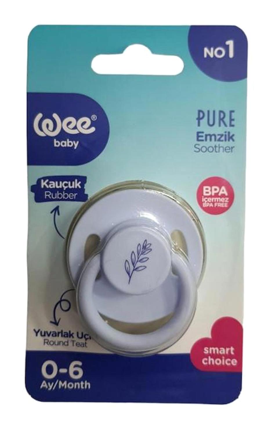 Wee Baby Pure 0-6 Ay Ortodontik Yenidoğan Kiraz Uçlu Kauçuk Emzik Lila