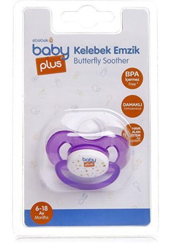 Baby Plus 6-18 Ay Ortodontik Damaklı Silikon Emzik Mor