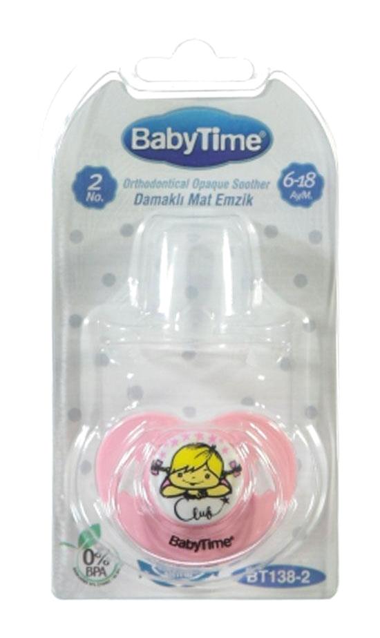 Baby Time Mat No:2 6-18 Ay Ortodontik Damaklı Silikon Emzik Pembe