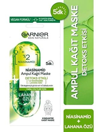 Garnier Niasinamid Detoks Etkili Kağıt Yüz Maskesi