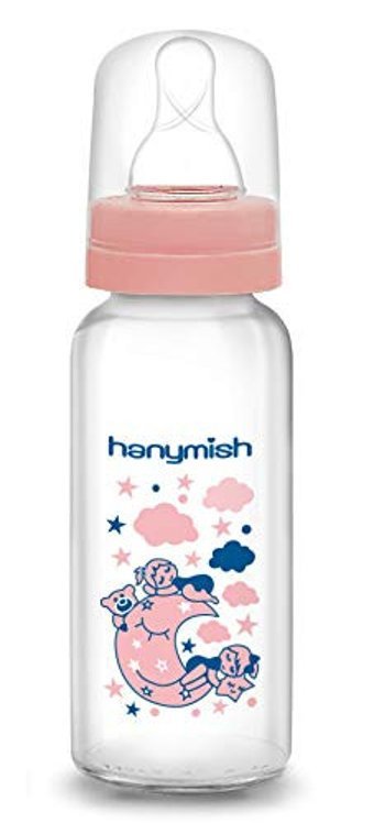 Hanymish Silikon Gaz Yapmayan Antikolik Yenidoğan 0-6 Ay Desenli Pembe Damaklı Biberon 240 ml