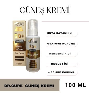 Dr. Cure 50 Faktör Tüm Ciltler İçin Leke Karşıtı Nemlendirici Yağsız Suya Dayanıklı Yüz ve Vücut Güneş Kremi 100 ml