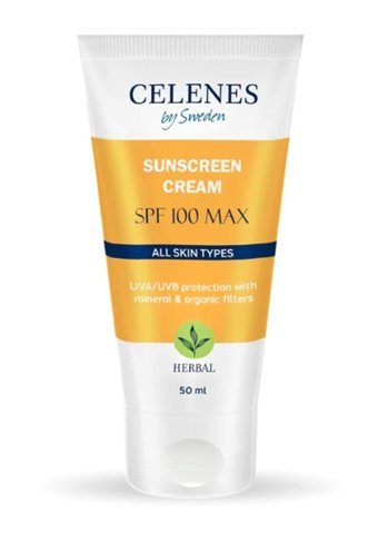 Celenes Herbal 50 Faktör Tüm Ciltler İçin Nemlendirici Suya Dayanıklı Yüz Güneş Kremi 100 ml