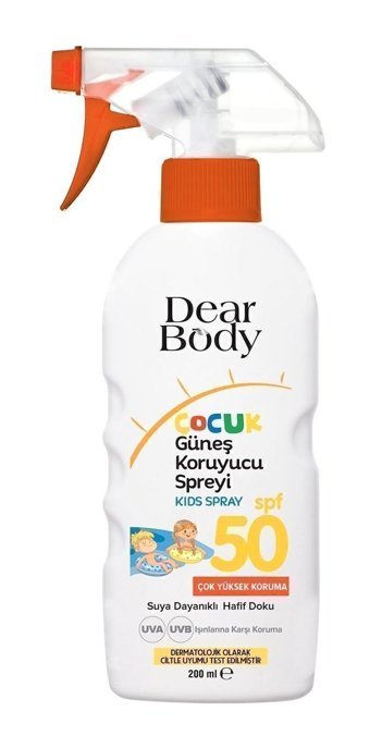 Dear Body 50 Faktör Tüm Ciltler İçin Nemlendirici Suya Dayanıklı Vücut Güneş Kremi 200 ml