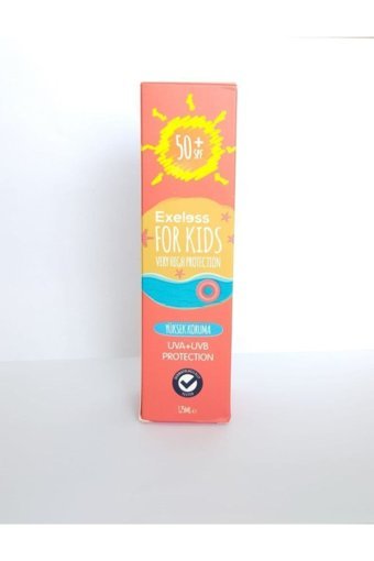 Exeless Kids 50 Faktör Tüm Ciltler İçin Leke Karşıtı Nemlendirici Yağsız Suya Dayanıklı Yüz ve Vücut Güneş Kremi 50 ml