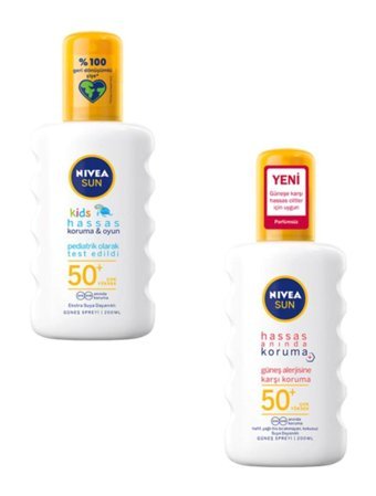 Nivea Sun Kids 50 Faktör Hassas Ciltler İçin Leke Karşıtı Nemlendirici Yağsız Suya Dayanıklı Yüz ve Vücut Güneş Kremi 200 ml