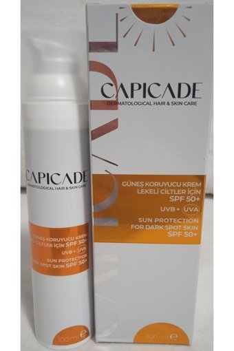 Capicade For Dark Spot Skin 50 Faktör Tüm Ciltler İçin Leke Karşıtı Nemlendirici Yağsız Suya Dayanıklı Yüz ve Vücut Güneş Kremi 50 ml